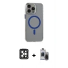 MARSİLYAN™- iPhone 15 Pro Max Kılıf Odak Form Özel Seri - Siyah Vanessa Magic Hayalet Cam + PVD Metal Kamera Lens - GI