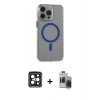 MARSİLYAN™- iPhone 15 Pro Max Kılıf Odak Form Özel Seri - Siyah Vanessa Magic Hayalet Cam + PVD Metal Kamera Lens - SH