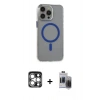 MARSİLYAN™- iPhone 15 Pro Max Kılıf Odak Form Özel Seri - Siyah Vanessa Magic Hayalet Cam + PVD Metal Kamera Lens - GS