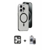 MARSİLYAN™- iPhone 15 Pro Max Kılıf Odak Form Özel Seri - Siyah Vanessa Magic Hayalet Cam + PVD Metal Kamera Lens - GS