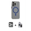 MARSİLYAN™- iPhone 15 Pro Max Kılıf Odak Form Özel Seri - Siyah Vanessa Magic Hayalet Cam + PVD Metal Kamera Lens - LT