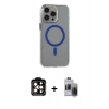MARSİLYAN™- iPhone 15 Pro Max Kılıf Odak Form Özel Seri - Siyah Vanessa Magic Hayalet Cam + PVD Metal Kamera Lens - TU