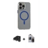 MARSİLYAN™- iPhone 15 Pro Max Kılıf Odak Form Özel Seri - Siyah Vanessa Magic Hayalet Cam + Raze Metal Kamera Lens - TMGI