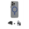 MARSİLYAN™- iPhone 15 Pro Max Kılıf Odak Form Özel Seri - Siyah Vanessa Magic Hayalet Cam + Raze Metal Kamera Lens - GS