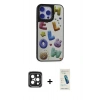 MARSİLYAN™- iPhone 15 Pro Max Kılıf Odak Klasik Serisi - Şeffaf Pasifik Cam Ekran Koruyucu + Siyah PVD Metal Kamera Lens