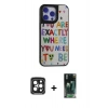 MARSİLYAN™- iPhone 15 Pro Max Kılıf Odak Klasik Serisi - Siyah 360 Mat Full Body Arka Koruyucu + PVD Metal Kamera Lens - SH