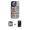 MARSİLYAN™- iPhone 15 Pro Max Kılıf Odak Klasik Serisi - Siyah 3D Antistatik Hayalet Cam Ekran Koruyucu + PVD Metal Kamera Lens - GS