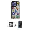 MARSİLYAN™- iPhone 15 Pro Max Kılıf Odak Klasik Serisi - Siyah 3D Antistatik Hayalet Cam Ekran Koruyucu + PVD Metal Kamera Lens - GS