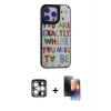 MARSİLYAN™- iPhone 15 Pro Max Kılıf Odak Klasik Serisi - Siyah 3D Antistatik Mat Seramik Nano Ekran Koruyucu + PVD Metal Kamera Lens - GS