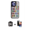 MARSİLYAN™- iPhone 15 Pro Max Kılıf Odak Klasik Serisi - Siyah 3D Antistatik Mat Seramik Nano Ekran Koruyucu + PVD Metal Kamera Lens - TU