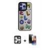 MARSİLYAN™- iPhone 15 Pro Max Kılıf Odak Klasik Serisi - Siyah 3D Antistatik Mat Seramik Nano Ekran Koruyucu + PVD Metal Kamera Lens - GS