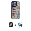 MARSİLYAN™- iPhone 15 Pro Max Kılıf Odak Klasik Serisi - Siyah 3D Antistatik Seramik Nano Ekran Koruyucu + PVD Metal Kamera Lens - TU