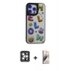 MARSİLYAN™- iPhone 15 Pro Max Kılıf Odak Klasik Serisi - Siyah Bilvis 3D Mat Cam Ekran Koruyucu + Gri PVD Metal Kamera Lens