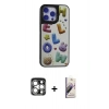 MARSİLYAN™- iPhone 15 Pro Max Kılıf Odak Klasik Serisi - Siyah Bilvis 3D Mat Cam Ekran Koruyucu + PVD Metal Kamera Lens - GS