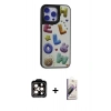 MARSİLYAN™- iPhone 15 Pro Max Kılıf Odak Klasik Serisi - Siyah Bilvis 3D Mat Cam Ekran Koruyucu + Turuncu PVD Metal Kamera Lens