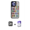 MARSİLYAN™- iPhone 15 Pro Max Kılıf Odak Klasik Serisi - Siyah Bilvis 5in1 3D Magic Cam Ekran Koruyucu + PVD Metal Kamera Lens - GI