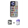 MARSİLYAN™- iPhone 15 Pro Max Kılıf Odak Klasik Serisi - Siyah Bilvis 5in1 3D Magic Cam Ekran Koruyucu + PVD Metal Kamera Lens - GS