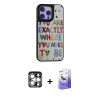 MARSİLYAN™- iPhone 15 Pro Max Kılıf Odak Klasik Serisi - Siyah Bilvis 5in1 5D Magic Hayalet Cam Ekran Koruyucu + PVD Metal Kamera Lens - GS