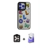 MARSİLYAN™- iPhone 15 Pro Max Kılıf Odak Klasik Serisi - Siyah Bilvis 5in1 5D Magic Hayalet Cam Ekran Koruyucu + PVD Metal Kamera Lens - TU