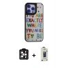 MARSİLYAN™- iPhone 15 Pro Max Kılıf Odak Klasik Serisi - Siyah Bilvis Hayalet Cam Ekran Koruyucu + PVD Metal Kamera Lens - TU