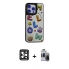 MARSİLYAN™- iPhone 15 Pro Max Kılıf Odak Klasik Serisi - Siyah Vanessa Magic Hayalet Cam + PVD Metal Kamera Lens - SH