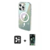 MARSİLYAN™- iPhone 15 Pro Max Kılıf Odak Modern Serisi - Şeffaf 360 Full Body Arka Koruyucu + PVD Metal Kamera Lens - SH