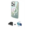 MARSİLYAN™- iPhone 15 Pro Max Kılıf Odak Modern Serisi - Siyah 3D Antistatik Seramik Nano Ekran Koruyucu + Raze Metal Kamera Lens - GS