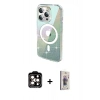 MARSİLYAN™- iPhone 15 Pro Max Kılıf Odak Modern Serisi - Siyah Bilvis 3D Cam Ekran Koruyucu + PVD Metal Kamera Lens - TU