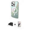 MARSİLYAN™- iPhone 15 Pro Max Kılıf Odak Modern Serisi - Siyah Bilvis 3D Mat Cam Ekran Koruyucu + Raze Metal Kamera Lens - TMGI