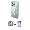MARSİLYAN™- iPhone 15 Pro Max Kılıf Odak Modern Serisi - Siyah Bilvis 5in1 3D Magic Cam Ekran Koruyucu + PVD Metal Kamera Lens - GS