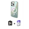 MARSİLYAN™- iPhone 15 Pro Max Kılıf Odak Modern Serisi - Siyah Bilvis 5in1 3D Magic Cam Ekran Koruyucu + PVD Metal Kamera Lens - TU