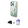 MARSİLYAN™- iPhone 15 Pro Max Kılıf Odak Modern Serisi - Siyah Bilvis 5in1 3D Magic Cam Ekran Koruyucu + Raze Metal Kamera Lens - SH