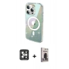 MARSİLYAN™- iPhone 15 Pro Max Kılıf Odak Modern Serisi - Siyah Bilvis Hayalet Cam Ekran Koruyucu + PVD Metal Kamera Lens - GI