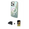 MARSİLYAN™- iPhone 15 Pro Max Kılıf Odak Modern Serisi - Siyah Buffer Cam Ekran Koruyucu + Lacivert Raze Metal Kamera Lens