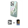 MARSİLYAN™- iPhone 15 Pro Max Kılıf Odak Modern Serisi - Siyah Buffer Hayalet Cam Ekran Koruyucu + PVD Metal Kamera Lens - GS