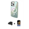 MARSİLYAN™- iPhone 15 Pro Max Kılıf Odak Modern Serisi - Siyah Buffer Hayalet Cam Ekran Koruyucu + Titanyum Gri Raze Metal Kamera Lens