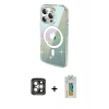 MARSİLYAN™- iPhone 15 Pro Max Kılıf Odak Modern Serisi - Siyah Polymer Nano Ekran Koruyucu + PVD Metal Kamera Lens - GI