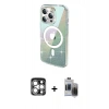 MARSİLYAN™- iPhone 15 Pro Max Kılıf Odak Modern Serisi - Siyah Vanessa Magic Hayalet Cam + PVD Metal Kamera Lens - GS