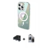 MARSİLYAN™- iPhone 15 Pro Max Kılıf Odak Modern Serisi - Siyah Vanessa Magic Hayalet Cam + Raze Metal Kamera Lens - LT