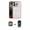 MARSİLYAN™- iPhone 15 Pro Max Kılıf Odak Prime - Şeffaf 360 Full Body Arka Koruyucu + PVD Metal Kamera Lens - GI