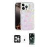 MARSİLYAN™- iPhone 15 Pro Max Kılıf Odak Prime - Şeffaf 360 Full Body Arka Koruyucu + PVD Metal Kamera Lens - GI