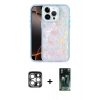 MARSİLYAN™- iPhone 15 Pro Max Kılıf Odak Prime - Şeffaf 360 Full Body Arka Koruyucu + PVD Metal Kamera Lens - GS