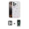 MARSİLYAN™- iPhone 15 Pro Max Kılıf Odak Prime - Şeffaf 360 Full Body Arka Koruyucu + PVD Metal Kamera Lens - GS