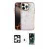MARSİLYAN™- iPhone 15 Pro Max Kılıf Odak Prime - Şeffaf 360 Full Body Arka Koruyucu + PVD Metal Kamera Lens - GS