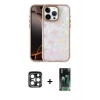 MARSİLYAN™- iPhone 15 Pro Max Kılıf Odak Prime - Şeffaf 360 Full Body Arka Koruyucu + PVD Metal Kamera Lens - LT