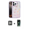 MARSİLYAN™- iPhone 15 Pro Max Kılıf Odak Prime - Şeffaf 360 Full Body Arka Koruyucu + PVD Metal Kamera Lens - GI