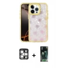 MARSİLYAN™- iPhone 15 Pro Max Kılıf Odak Prime - Şeffaf 360 Full Body Arka Koruyucu + PVD Metal Kamera Lens - GS