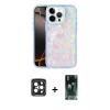 MARSİLYAN™- iPhone 15 Pro Max Kılıf Odak Prime - Şeffaf 360 Full Body Arka Koruyucu + PVD Metal Kamera Lens - SH