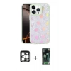 MARSİLYAN™- iPhone 15 Pro Max Kılıf Odak Prime - Şeffaf 360 Full Body Arka Koruyucu + PVD Metal Kamera Lens - GS