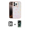 MARSİLYAN™- iPhone 15 Pro Max Kılıf Odak Prime - Şeffaf 360 Full Body Arka Koruyucu + PVD Metal Kamera Lens - GS